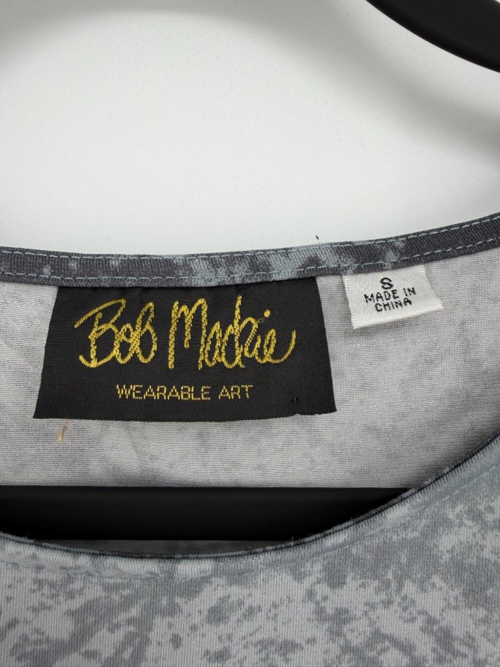 Bob Mackie Wearable Art Cockatoo Floral Top Gray Pink 3/4 Sleeve Size S - Picture 7 of 8